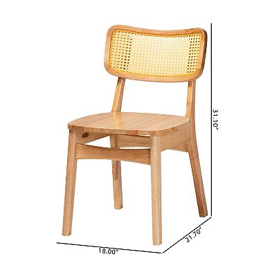 Baxton Studio Tadeo Natural Wood Dining Chair 2-Piece Set