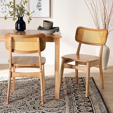 Baxton Studio Tadeo Natural Wood Dining Chair 2-Piece Set
