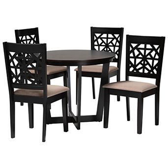 Baxton Studio Jamie 5 pc Dining Set with Geometric Chair Design