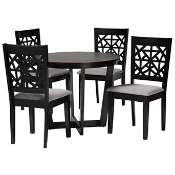 Baxton Studio Jamie 5 pc Dining Set with Geometric Chair Design