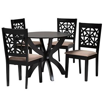 Baxton Studio Lena 5 pc Dining Set with Geometric Chair Design