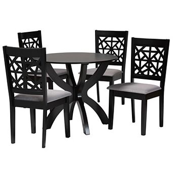 Baxton Studio Lena 5 pc Dining Set with Geometric Chair Design