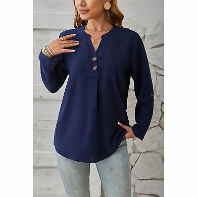 Women's Roll Tab Sleeve Blouse