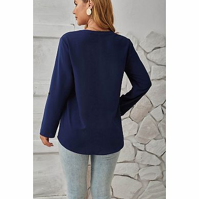 Women's Roll Tab Sleeve Blouse