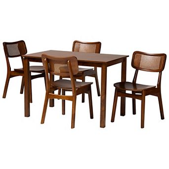 Baxton Studio Estera 5 pc Dining Set with Cane-Back Chairs