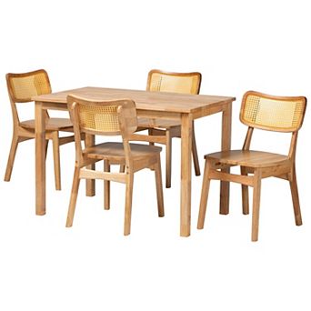 Baxton Studio Dulcet 5 pc Dining Set with Natural Wood Finish