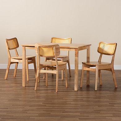 Baxton Studio Dulcet 5-Piece Dining Set with Natural Wood Finish