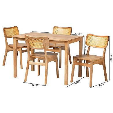 Baxton Studio Dulcet 5-Piece Dining Set with Natural Wood Finish