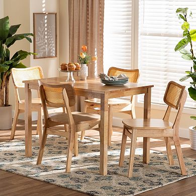 Baxton Studio Dulcet 5-Piece Dining Set with Natural Wood Finish