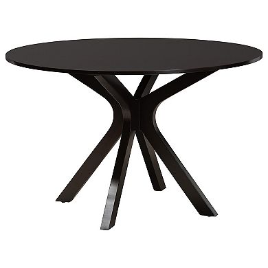 Baxton Studio Linnet 7-Piece Dining Set with Round Table and Cane-Back Chairs