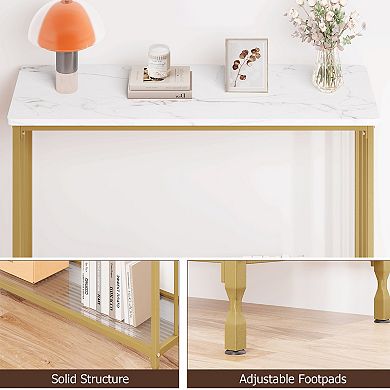 Narrow Industrial Console Table, 2-Tier Sofa Side Table for Entryway Living Room Hallway