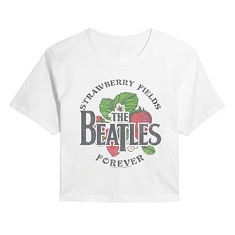 Juniors' The Beatles Strawberry Fields Forever Distressed Cropped Tee