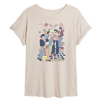 Juniors' The Beatles Floral Oversized Tee