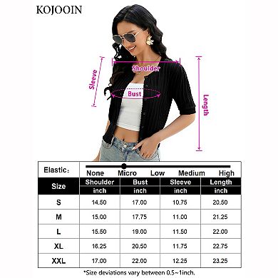Women's Ribbed Knit Short Sleeve Cardigan