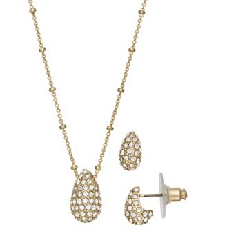 Nine West Gold-Tone Teardrop Necklace & Earring Set