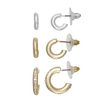 Nine West 3-Pair Alloy Polished Post Earrings Set