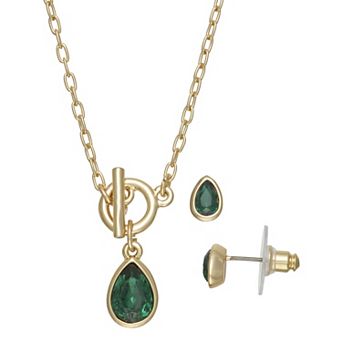 Nine West Gold-Tone Teardrop Necklace & Earring Set