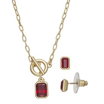Nine West Gold-Tone Polished Necklace & Earring Set