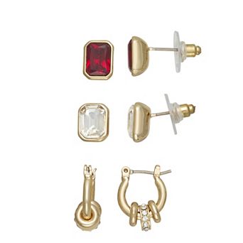 Nine West 3-Pair Gold-Tone Polished Post Earring Set