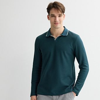 Men’s Apt. 9® Long Sleeve Johnny Collar Polo Shirt