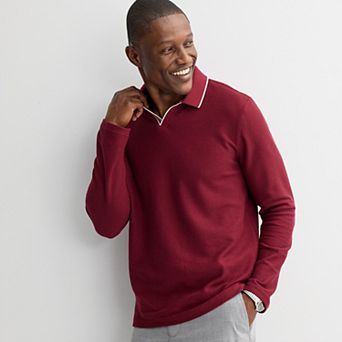 Men’s Apt. 9® Long Sleeve Johnny Collar Polo Shirt