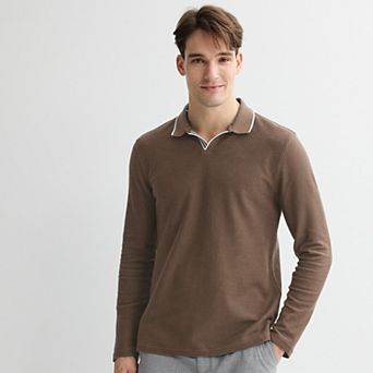 Men’s Apt. 9® Long Sleeve Johnny Collar Polo Shirt
