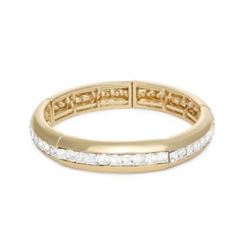 Nine West Gold-Tone Polished Glass Stretch Bracelet