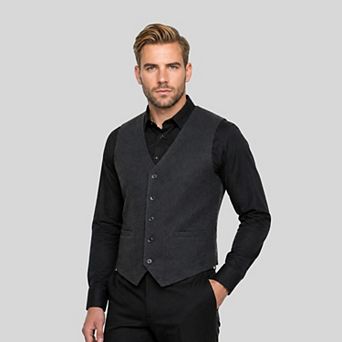 Men's Slim Fit V-Neck Hybrid Vest Quilted Back Casual Dress Waistcoat
