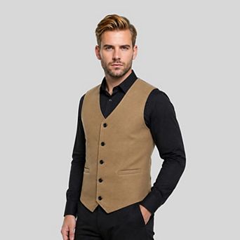 Men's Slim Fit V-Neck Hybrid Vest Quilted Back Casual Dress Waistcoat