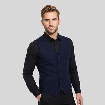 Men's Slim Fit V-Neck Hybrid Vest Quilted Back Casual Dress Waistcoat