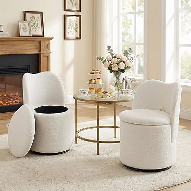 Vanity Chair with Storage Swivel Makeup Chair Dressing Stool with Back for Bedroom Vanity Table