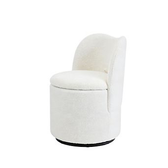 Vanity Chair with Storage Swivel Makeup Chair Dressing Stool with Back for Bedroom Vanity Table