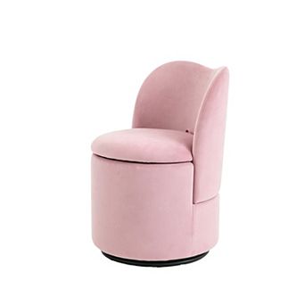 Vanity Chair with Storage Swivel Makeup Chair Dressing Stool with Back for Bedroom Vanity Table
