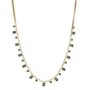 Nine West Gold-Tone Polished Studded Collar Necklace
