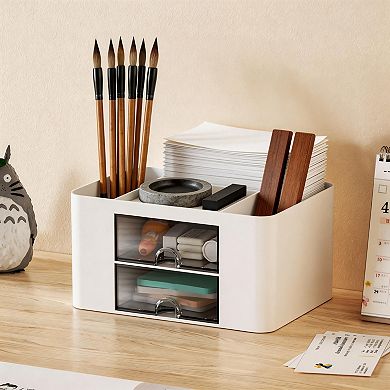 5 Slot Dual Drawer Pen Holder