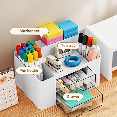 5 Slot Dual Drawer Pen Holder