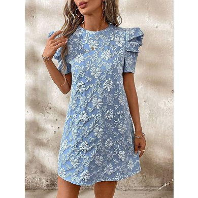 Women's Crew Neck Short Sleeve Summer Casual Loose Dress