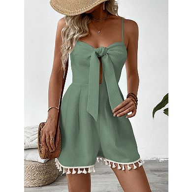Women's Sleeveless Cami Shorts Romper Adjustable Spaghetti Strap