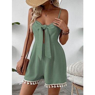 Women's Sleeveless Cami Shorts Romper Adjustable Spaghetti Strap