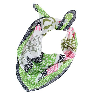 CTM Women's Abstract Animal Print Silky Square Scarf