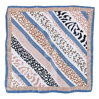 CTM Women's Abstract Animal Print Silky Square Scarf