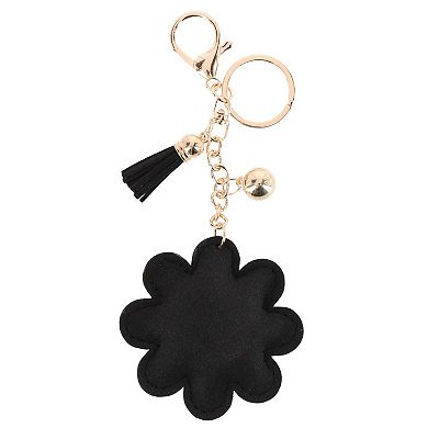 CTM Women's Rhinestone Daisy with Tassel Bag Charm & Key Charm