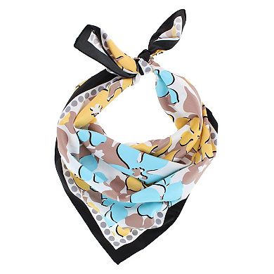 CTM Women's Floral Pattern Print Silky Square Scarf