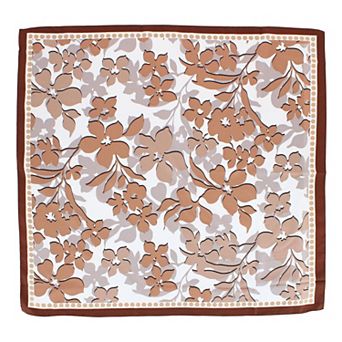 CTM Women's Floral Pattern Print Silky Square Scarf