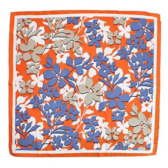 CTM Women's Floral Pattern Print Silky Square Scarf