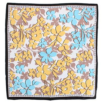 CTM Women's Floral Pattern Print Silky Square Scarf