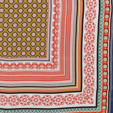 CTM Women's Decorative Vintage Pattern Silky Square Scarf