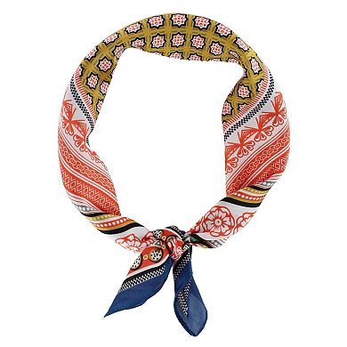 CTM Women's Decorative Vintage Pattern Silky Square Scarf