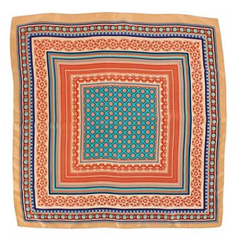 CTM Women's Decorative Vintage Pattern Silky Square Scarf