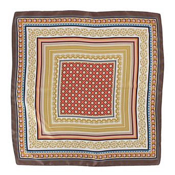 CTM Women's Decorative Vintage Pattern Silky Square Scarf